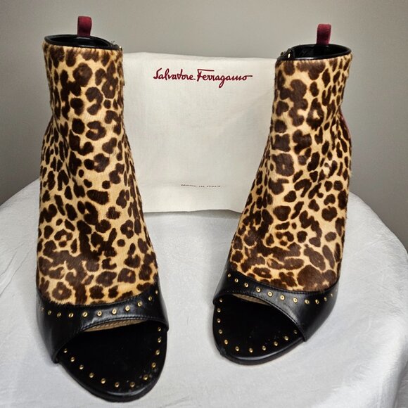 Salvatore Ferragamo Leopard Print Liska Booties Sz 36.5 - EUC